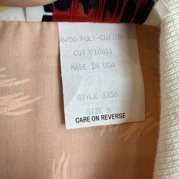 VTG 80s GALS of California 3/4 Button Up Bowling Shirt Peach‎ Womens Size M/L - Picture 6 of 9